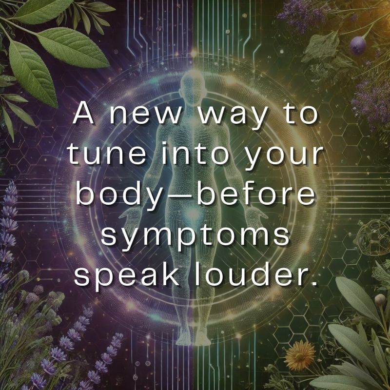 AO Scan graphic with a human figure surrounded by botanical illustrations